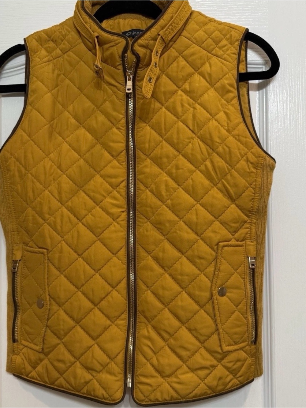 Shinestar Mustard and brown Quilted Vest